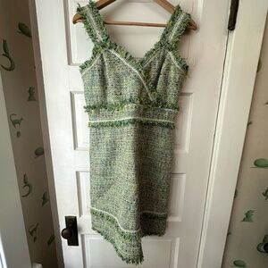 Worth size 4 green fringe dress